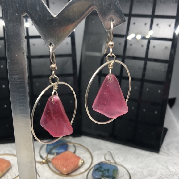 Artisan boho style dangle hoop earrings bundle lot 3 - Picture 6 of 8